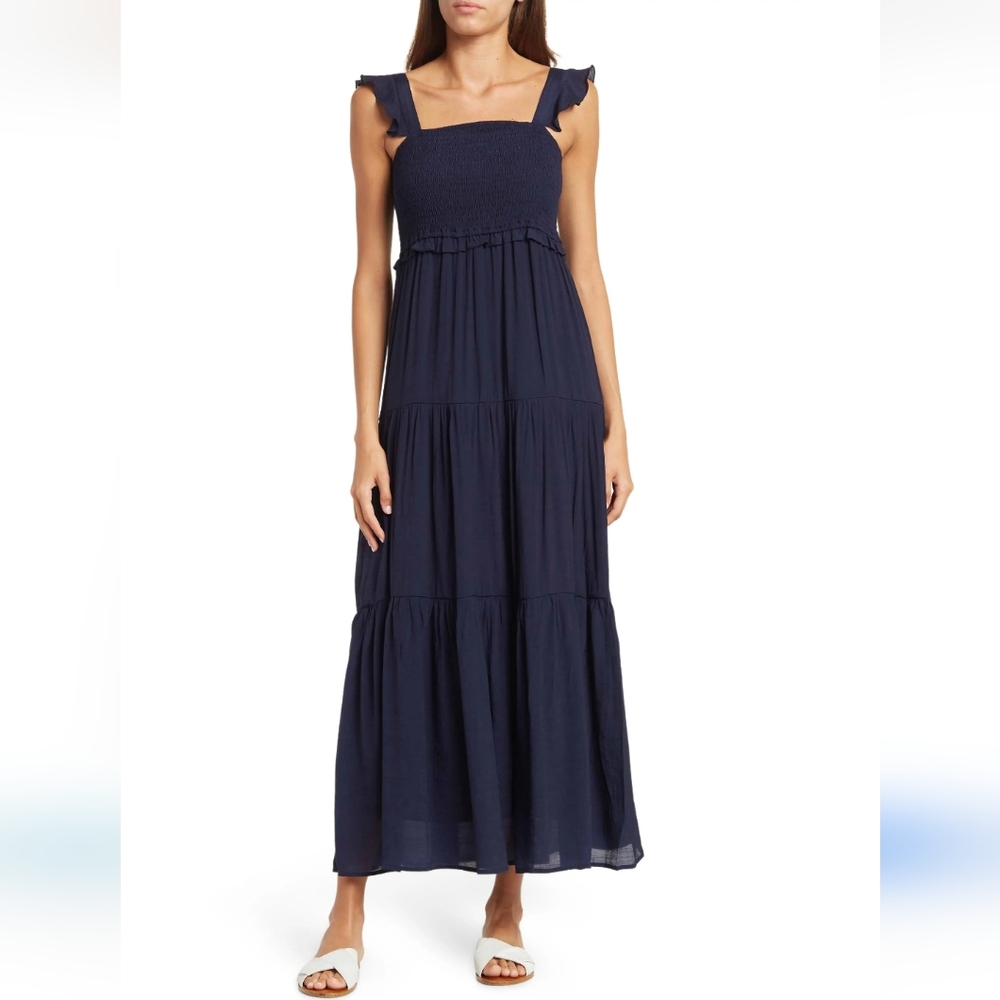 Nanette Lepore Smocked Tiered Dress 👗 in Nanette Navy - Nordstrom - Size: 10 - Picture 1 of 1